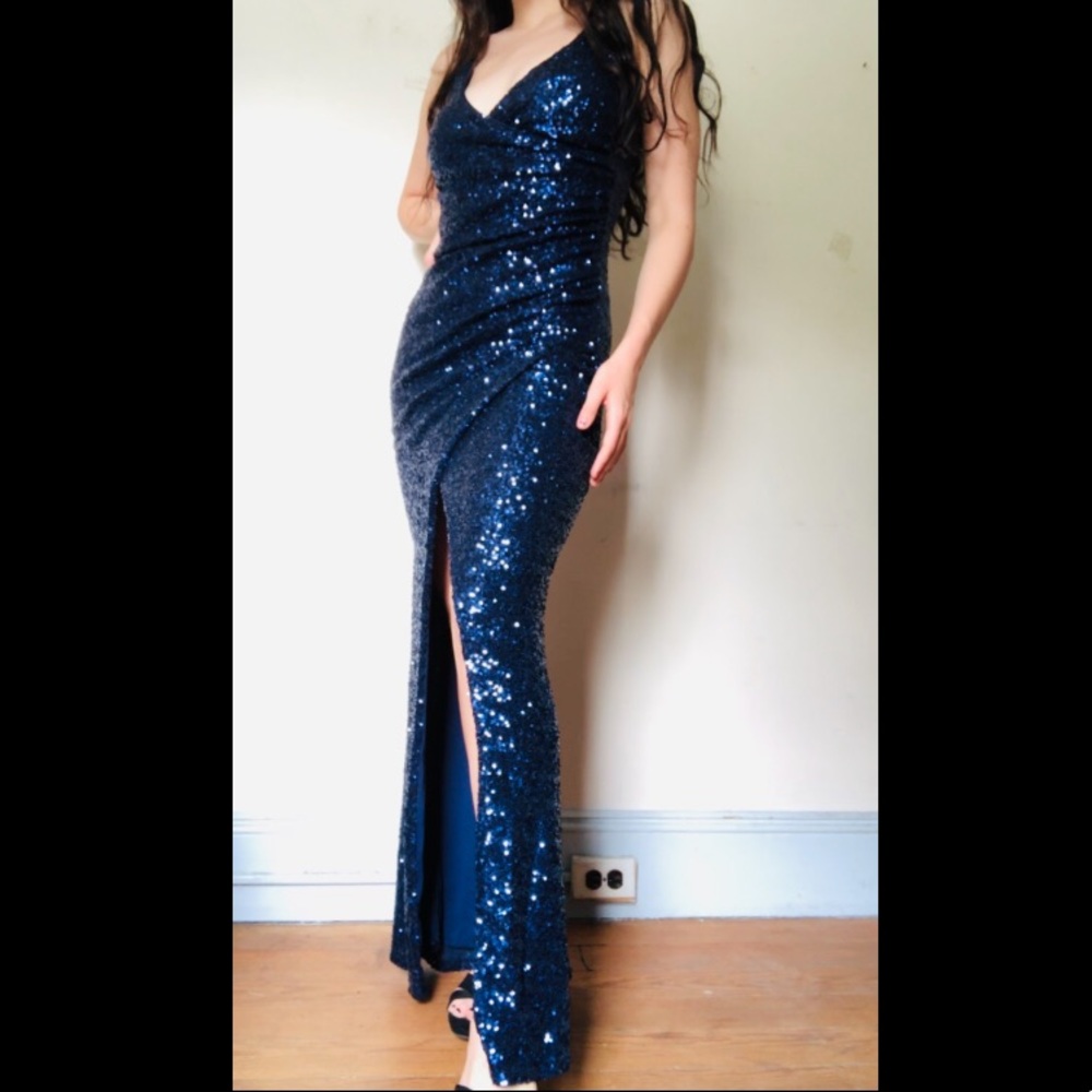 Trixxi dark blue sparkly prom dress